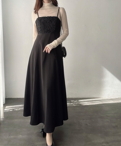 「Meiru」 キャミソールワンピース MEDIUM ブラック レディース_画像4