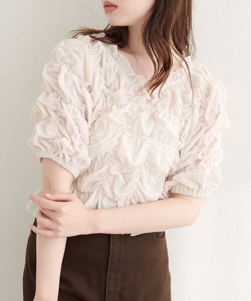 natural couture tシャツ 半袖 シアーベロアシャーリングTOPS