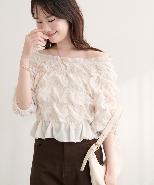natural couture tシャツ 半袖 シアーベロアシャーリングTOPS