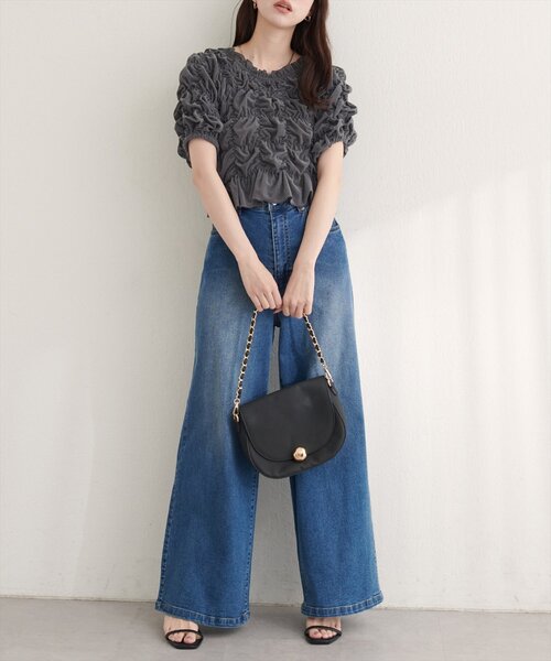natural couture tシャツ 半袖 シアーベロアシャーリングTOPS