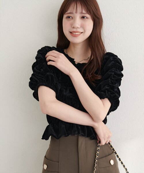 natural couture tシャツ 半袖 シアーベロアシャーリングTOPS