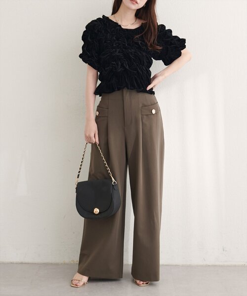 natural couture tシャツ 半袖 シアーベロアシャーリングTOPS 