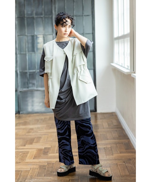 「OSMOSIS」 イージーパンツ ONE SIZE カーキ レディース_画像3