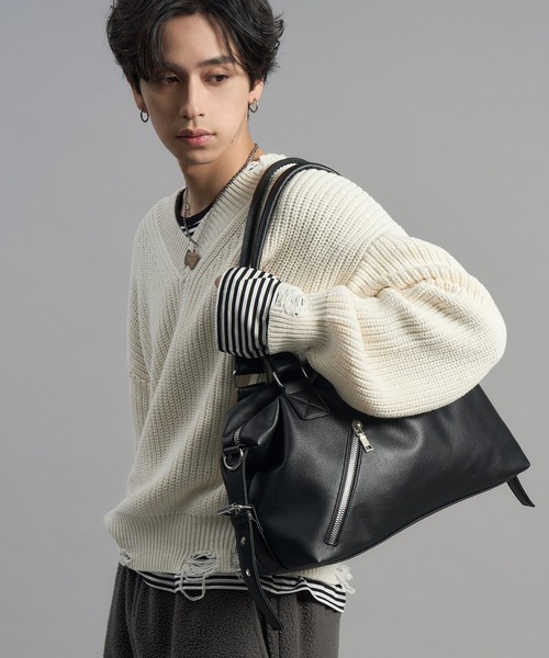 LANDNESS ボストンバッグ 「LANDNESS/ランドネス」Chunky Zip Faux