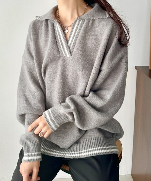 ニット セーター ウールグアイウールVネックニット レディース WEB限定】ウールカシミヤミックスVネック ニット / 組曲