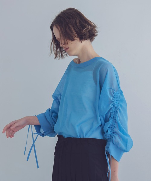 DRESSLAVE ニット セーター ALLONGE sheer string sleeve pull