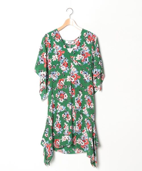 MSGM」 花柄半袖ワンピース 38 グリーン レディース : 83804675 