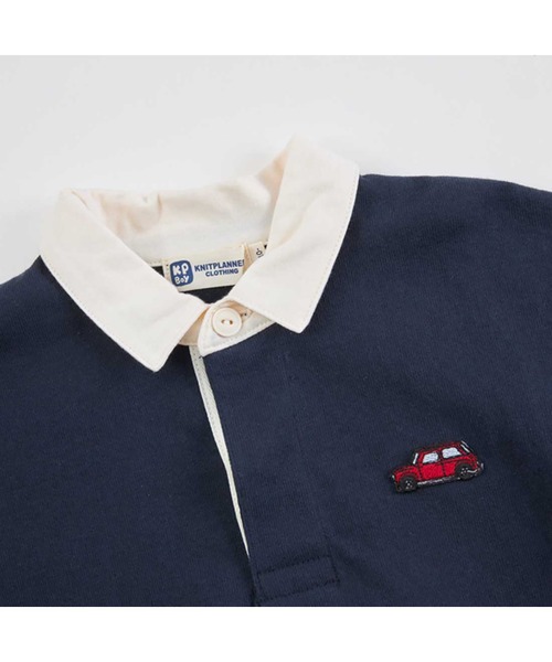 KP BOY（ケーピーボーイ） ブラウス シャツ 車ワッペン付き長袖ラガー