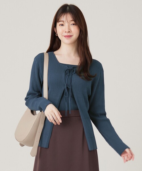ニット セーター 「2SET」リボンカーデツイン ニット レディース any SiS ニット セーター 「2SET」リボンカーデツイン