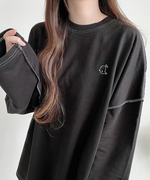 Nana tシャツ オバケ刺繍ステッチロングTシャツ レディース : ZOZOTOWN