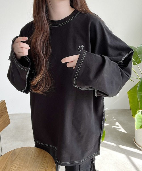 Nana tシャツ オバケ刺繍ステッチロングTシャツ レディース : ZOZOTOWN
