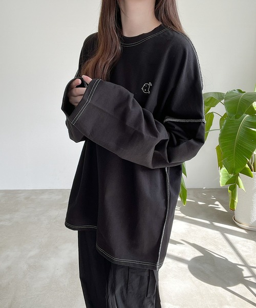 Nana tシャツ オバケ刺繍ステッチロングTシャツ レディース : ZOZOTOWN