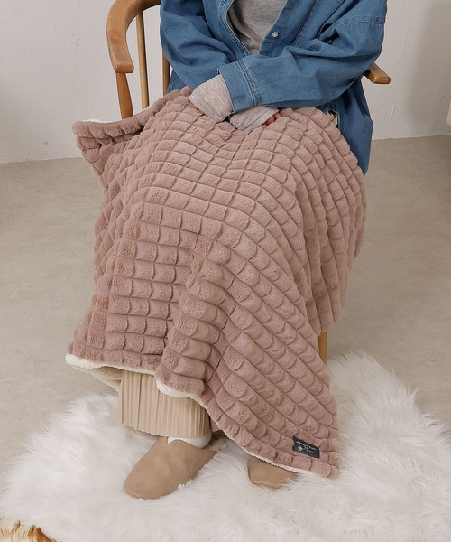 rue＆keke さえら風✨ピアリマーマ ふかふかボア綿毛布ブランケット emesuelee ブランケット 4way ブロックファー 裏ボアブランケット