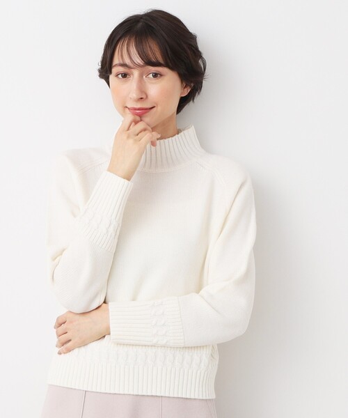 ニット セーター 「洗える」ハイネッククロップドニット（XS〜L） レディース