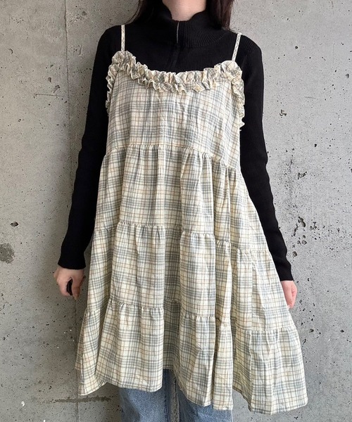 美品✨カレンソロジー コットン キャミワンピース チェック リボン
