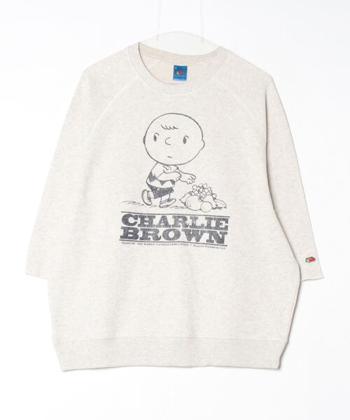 トレーナー スウェット 「FRUIT OF THE LOOM/フルーツオブザルーム」FTL×PEANUTS 7部袖甘編みスエット レディース メンズ