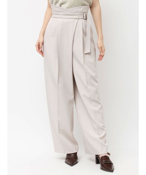ワイドパンツ パンツ アシメウエストセミウエストパンツ レディース