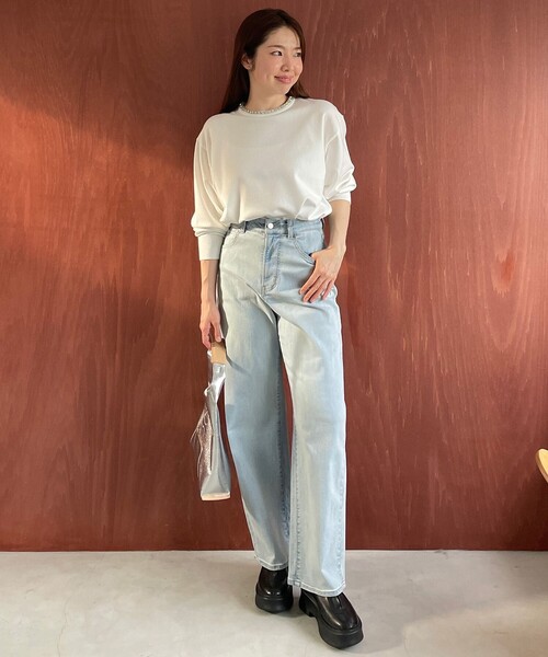 ニット セーター 「洗える」ネックビジュー ニット レディース UNFILO ニット セーター 「洗える」ネックビジュー レディース