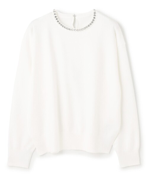 【洗える】ネックビジュー ニット UNFILO｜【洗える】ネックビジュー ニット | Rakuten Fashion