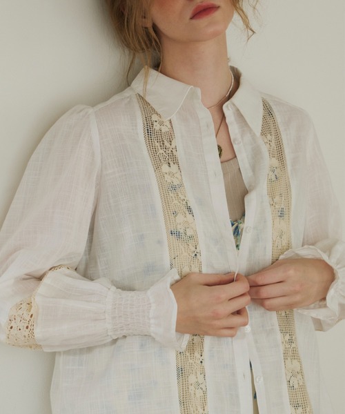 ブラウス シャツ bohemian cotton lace blouse／コットンレースブラウス レディース ブラウス シャツ bohemian cotton lace blouse／コットンレース