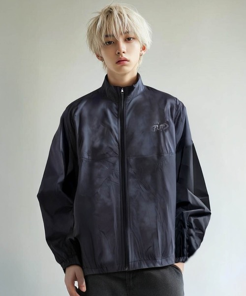SUGGESTION ナイロンジャケット Nylon switching full zip blouson