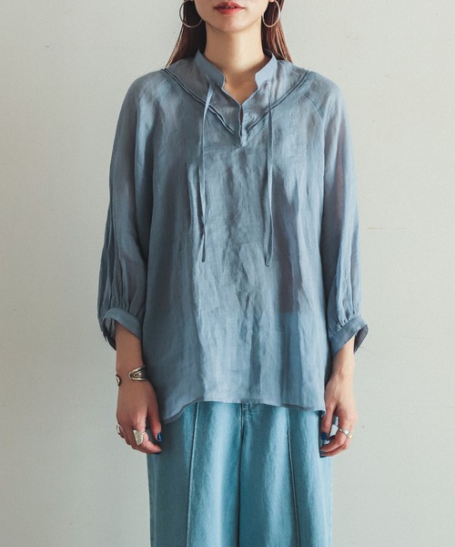 「FIL DE FER」 半袖Tシャツ FREE サックスブルー レディース FIL DE FER 「FIL FER」 7分袖ブラウス FREE サックスブルー