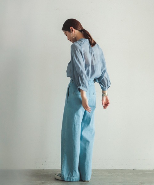 「FIL DE FER」 半袖Tシャツ FREE サックスブルー レディース FIL DE FER 「FIL FER」 半袖ブラウス FREE サックスブルー