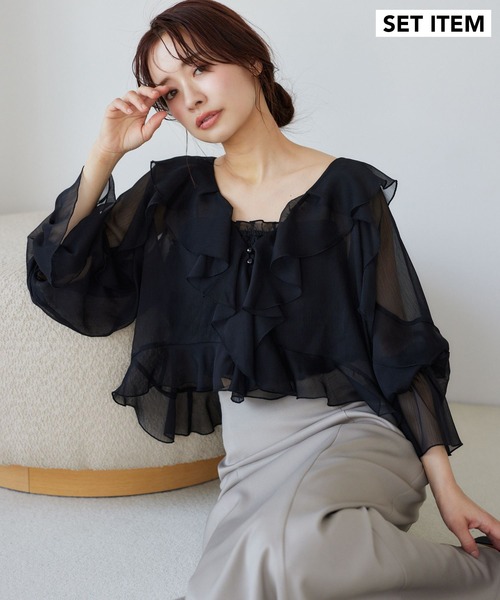 ブラウス シャツ 「追加1」ラッフルブラウスキャミSET　320391 レディース
