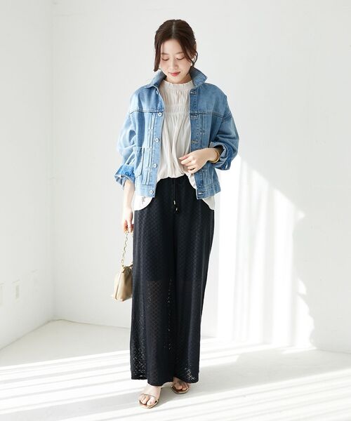 ブラウス シャツ パウダーサテンフロントシャーリングブラウス レディース le.coeur blanc ブラウス シャツ パウダーサテンフロント
