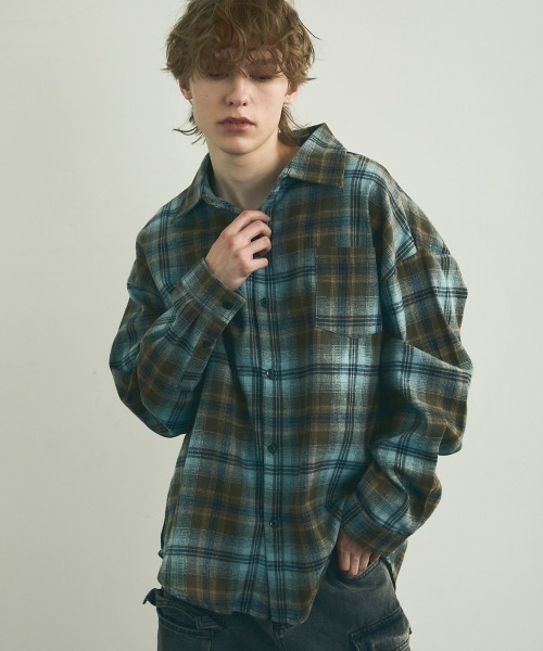 トップス 60's Ombre Check Print Flannel Shirt NEW ARRIVAL］ 