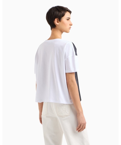 tシャツ 「エンポリオ アルマーニ」Tシャツ ジャージー EAロゴ シフォンインサーション レディース EMPORIO ARMANI tシャツ 「エンポリオ アルマーニ」Tシャツ