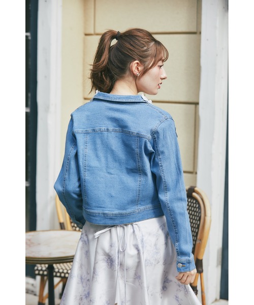 tocco closet デニムジャケット gジャン フラワーレース付き
