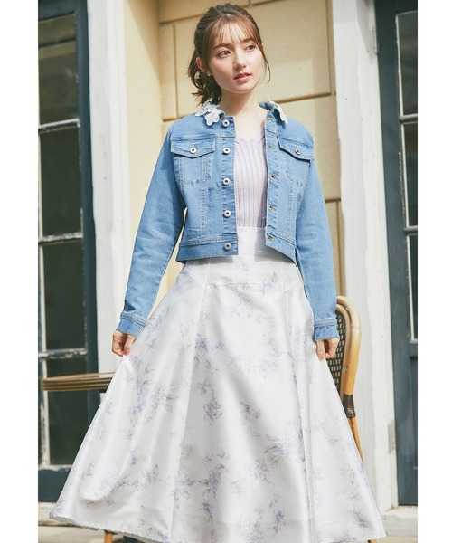 tocco closet デニムジャケット gジャン フラワーレース付き