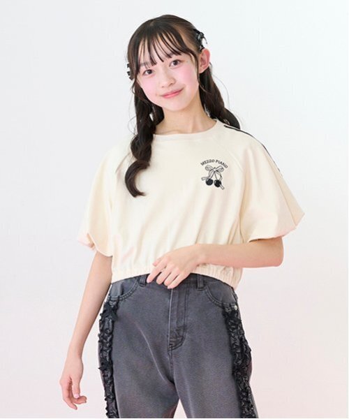 mezzo piano Junior tシャツ サイドラインバルーン袖Tシャツ