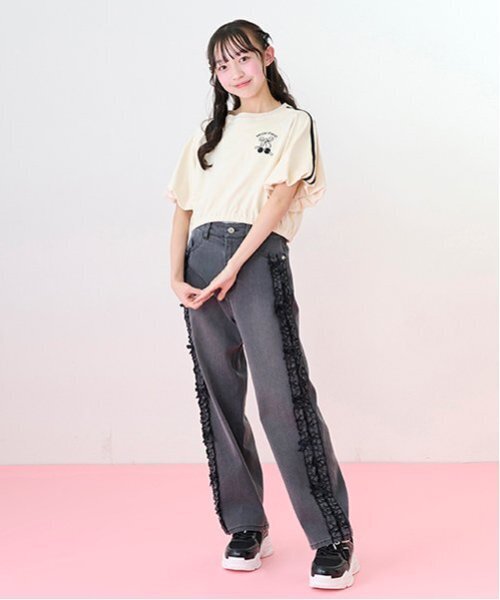 mezzo piano Junior tシャツ サイドラインバルーン袖Tシャツ