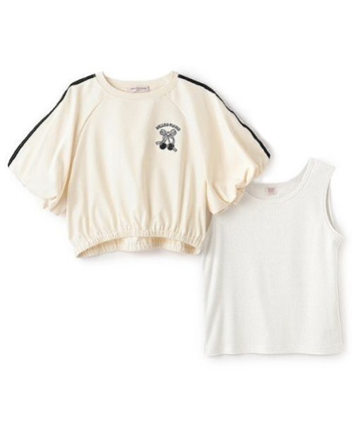 mezzo piano Junior tシャツ サイドラインバルーン袖Tシャツ