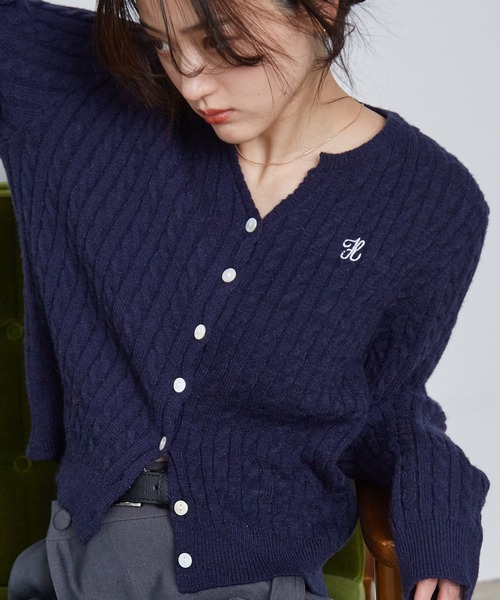 「solleim」 ニットカーディガン M アイボリー レディース_画像9