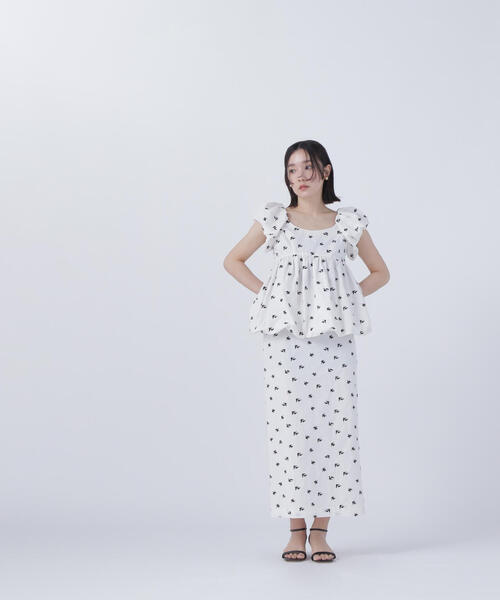 ナチュラルビューティーベーシック　エンブロイダリーシリーズ ブラウス NATURAL BEAUTY BASIC ブラウス シャツ 「BLANC」エンブロイ