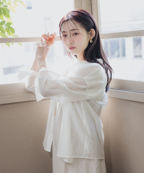 Petitjo ブラウス シャツ 小さいサイズ シアーシャツ 低身長さん