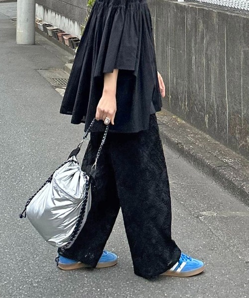 スラックス パンツ 「 notch. by KR 」スクエアパターンレースパンツ レディースの画像