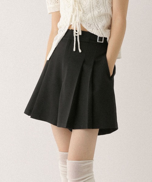 Heather パンツ サイドベルトプリーツショートパンツ 491940