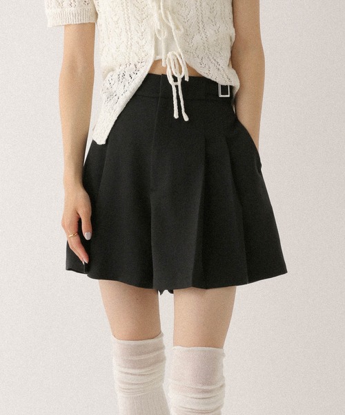 【Cider】ベルト付 プリーツ ショート パンツ Heather パンツ サイドベルトプリーツショートパンツ 491940