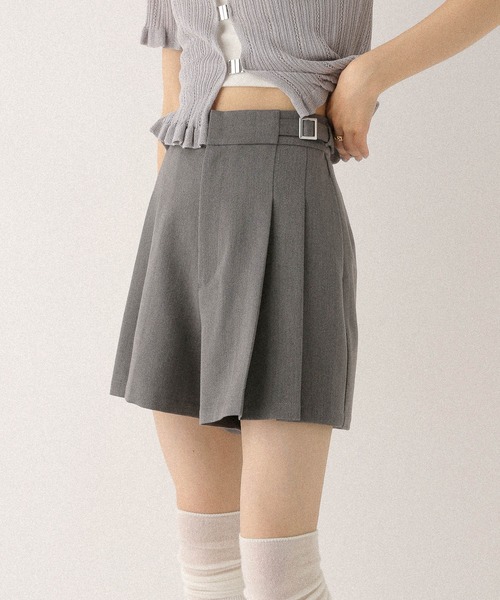 Heather パンツ サイドベルトプリーツショートパンツ 491940
