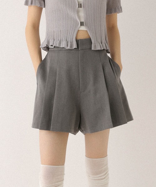 【Cider】ベルト付 プリーツ ショート パンツ Heather パンツ サイドベルトプリーツショートパンツ 491940