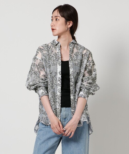 UNITED ARROWS ブラウス シャツ ペイズリー カット ジャガード