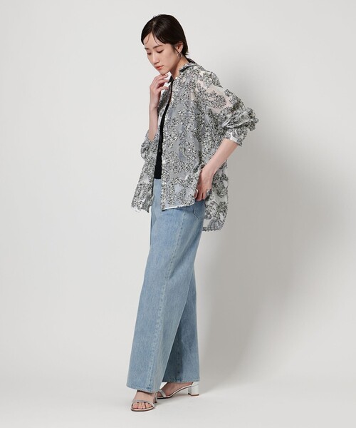 店内商品がすべてレジにて半額！！ UNITED ARROWS ブラウス シャツ ペイズリー カット ジャガード トップス