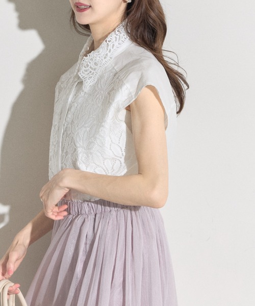 ブラウス シャツ 「ZOZO限定」襟付きフラワーレースブラウス レディース tocco closet ブラウス シャツ 「ZOZO限定」襟付きフラワー