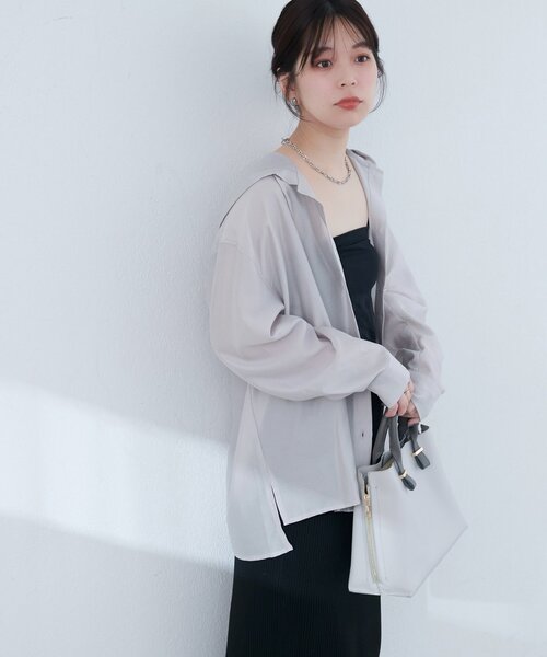 natural couture ブラウス シャツ 「sherbet line」接触冷感