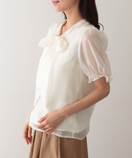 Lace Ladies（レースレディース） ブラウス シャツ 半袖 ボウタイ