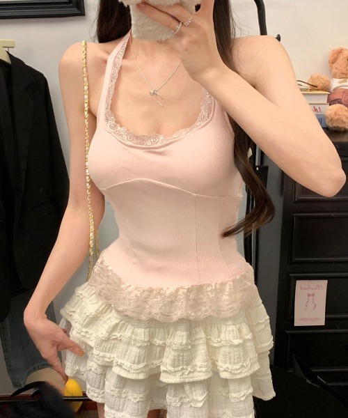 miniministore（ミニミニストア） タンクトップ ノースリーブ 裾フリル